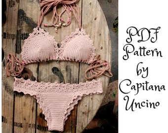 PDF, Crochet PATTERN for Lorelei Crochet Bikini Top and Brazilian Bottom, Cheeky, Sizes XS-L