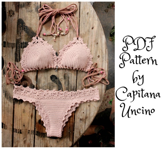 PDF, Crochet PATTERN for Lorelei Crochet Bikini Top and Brazilian Bottom, Cheeky, Sizes XS-L