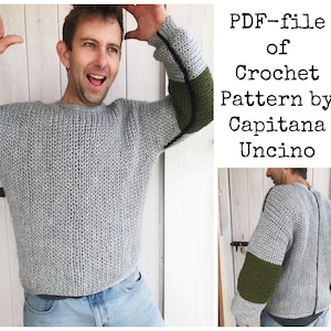 Pdf-file for Crochet PATTERN for Tell me a story Sweater for Men