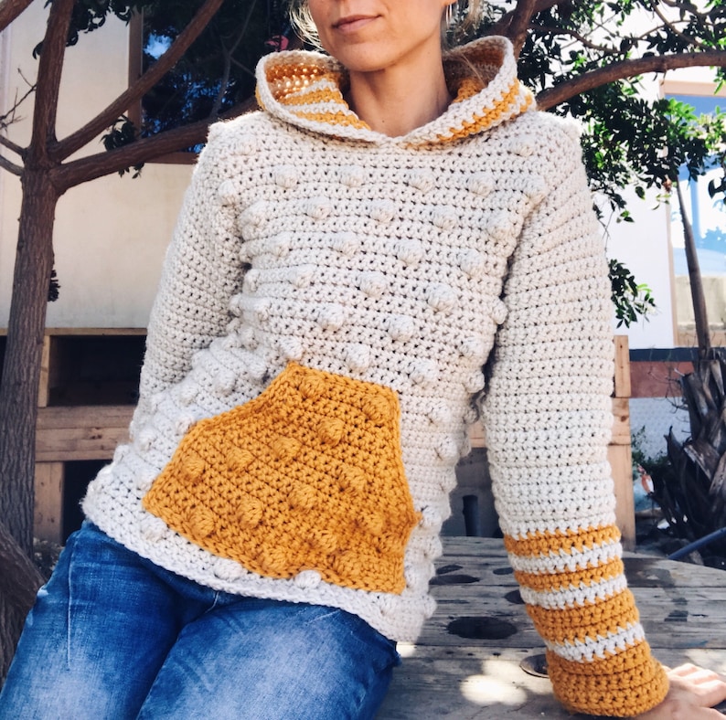 PDF-file for Crochet PATTERN, Bobble hoodie, 4 different Sizes: XS xL image 2