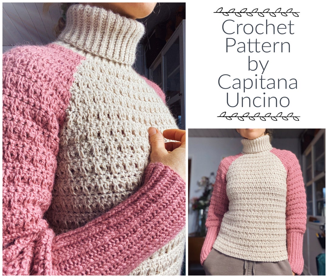 Pdf-file for Crochet PATTERN Halti Turtleneck Sweater Sizes - Etsy Canada