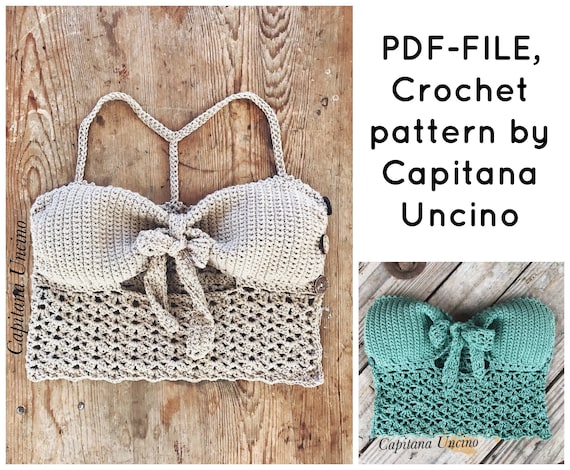 PDF-file for Crochet PATTERN, Minnie cropped Crochet Top Sizes XS-xL