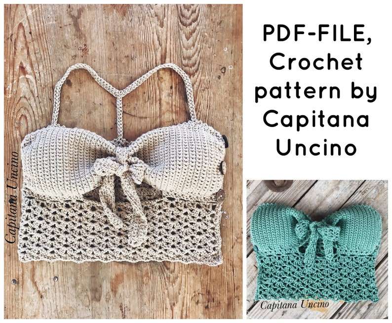 PDF-file for Crochet PATTERN, Minnie cropped Crochet Top Sizes XS-xL image 1