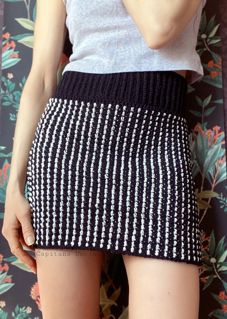 PDF-file for Crochet PATTERN, Crochet Lady Midnight Highwaist Skirt, Sizes XS, S, M, L, xL,xxL image 4