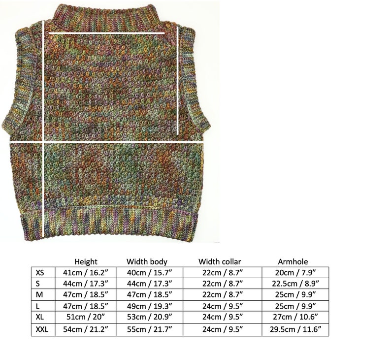 PDF-file for Crochet PATTERN, Saaga Slipover, vest, sizes XS-xxL, 6 sizes image 9