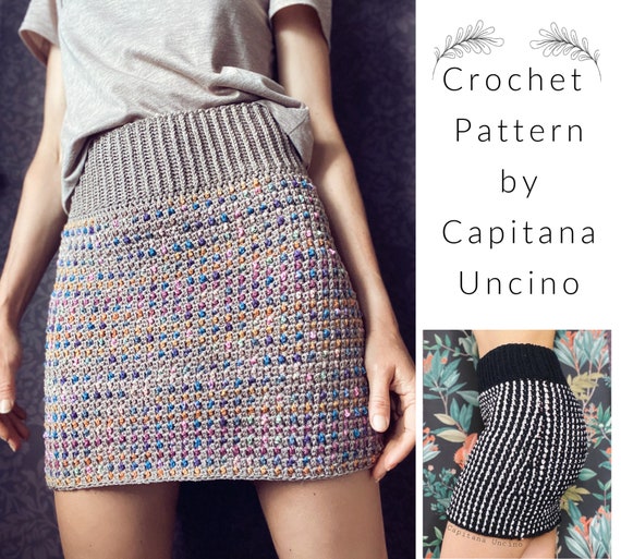 Pdf-file for Crochet PATTERN, Crochet Lady Midnight Highwaist Skirt, Sizes  XS, S, M, L, Xl,xxl 