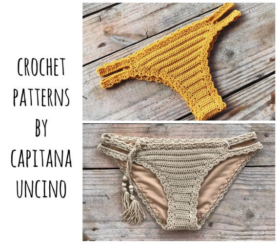 PDF-file for Crochet PATTERN, Marina Crochet bikini Brazilian Bottom and Basic Bottom, Sizes XS-L, 2 bottoms