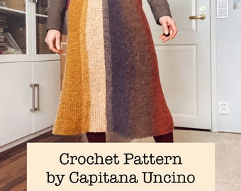 PDF-file for Crochet PATTERN, Esmeralda Long Skirt, Sizes XS, S, M, L, xL,-xxL