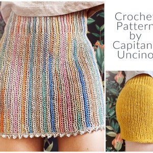 PDF-file for Crochet PATTERN, Kielo Highwaist Skirt, Sizes XS, S, M, L, xL,xxL, Instructions for 2 different yarn weights image 1