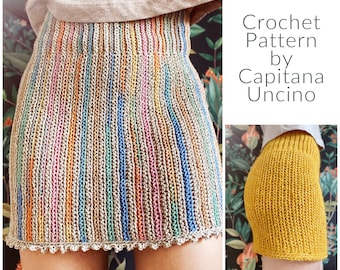 PDF-file for Crochet PATTERN, Kielo Highwaist Skirt, Sizes XS, S, M, L, xL,-xxL, Instructions for 2 different yarn weights