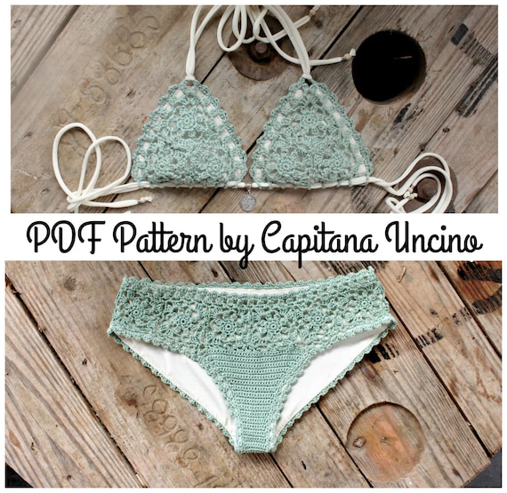 PDF, Crochet PATTERN for Doris Lingerie Crochet Bikini Top and Bottom, With Lining, Sizes XS-L