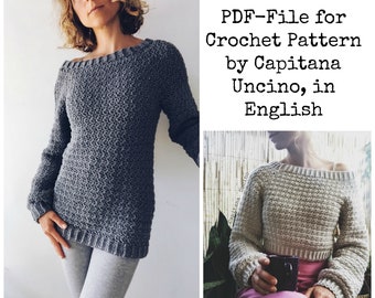 PDF-file for Crochet PATTERN, Elsa Jumper, Sweater, 4 different Sizes: XS - xL