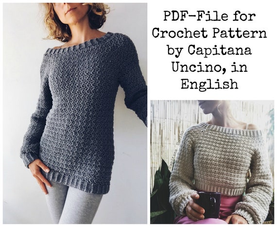 PDF-file for Crochet PATTERN, Elsa Jumper, Sweater, 4 different Sizes: XS - xL