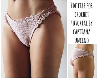 PDF-file for Crochet PATTERN, Liliana Cheeky Bottom, Sizes XS-xL, bikini, brazilian