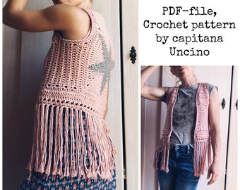 PDF-file for Crochet PATTERN, Star Vest, 4 Sizes
