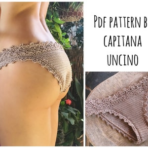 PDF-file for Crochet PATTERN, Lorelei Crochet Bikini Bottom, Basic, cheeky, Sizes XS-L, 2 edging options for the waist