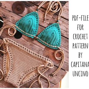 PDF-file for Crochet PATTERN, Serafina Crochet Bikini Top and Bottom, Basic Bottom with more coverage, Sizes XS-L