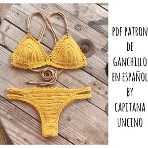 PDF PATRON de Ganchillo, Marina Brazilian Bikini, 2 partes, tallas XS, S, M, L, en español, parte de arriba, parte de abajo brazilian