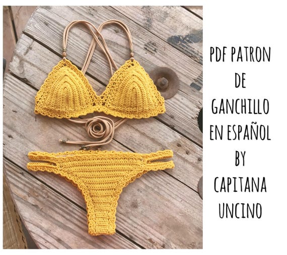 PDF PATRON de Ganchillo, Marina Brazilian Bikini, 2 partes, tallas XS,S,M,L, en español, parte de arriba, parte de abajo brazilian