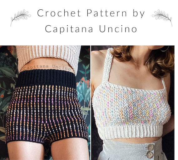 PDF-file for Crochet PATTERN, Crochet Lady Midnight Top and Highwaisted Shorts, Sizes XS, S, M, L, xL, xxL