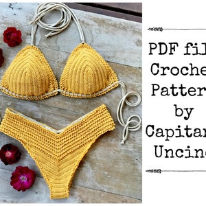 PDF-file for Crochet PATTERN, Chasing Stars Crochet Brazilian Bikini Set, Sizes XS,S,M,L,xL, Top and Brazilian Bottom