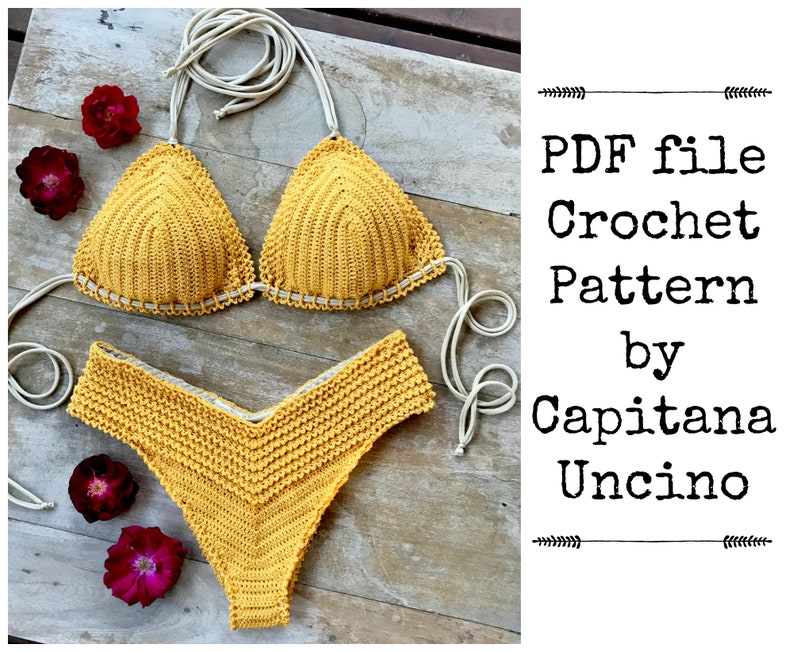 PDF-file for Crochet PATTERN, Chasing Stars Crochet Brazilian Bikini Set, Sizes XS,S,M,L,xL, Top and Brazilian Bottom image 1