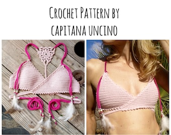 PDF-file for Crochet PATTERN, Aliyah Crochet Bikini Top Sizes XS-L, surfer bikini, top
