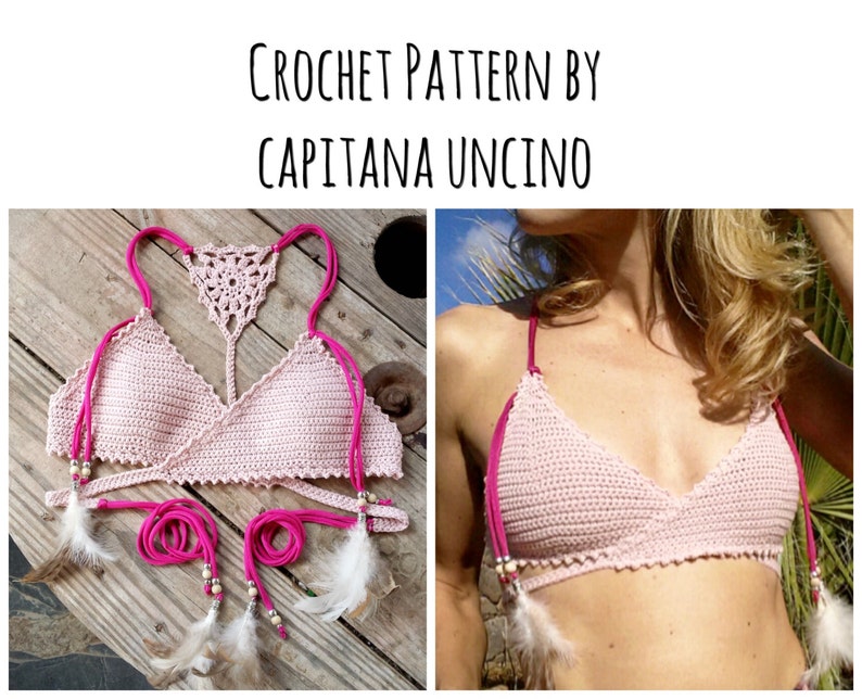 PDF-file for Crochet PATTERN, Aliyah Crochet Bikini Top Sizes XS-L, surfer bikini, top image 1
