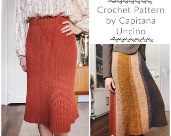 PDF-file for Crochet PATTERN, Esmeralda Long Skirt, Sizes XS, S, M, L, xL,-xxL