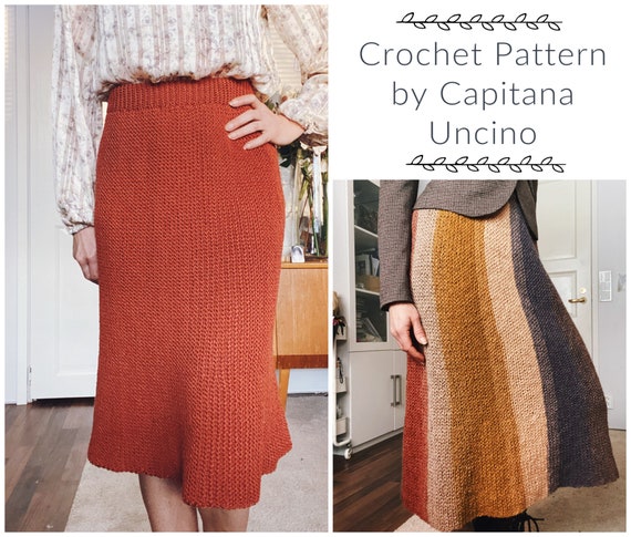 PDF-file for Crochet PATTERN, Esmeralda Highwaist Skirt, Sizes XS, S, M, L, xL,-xxL
