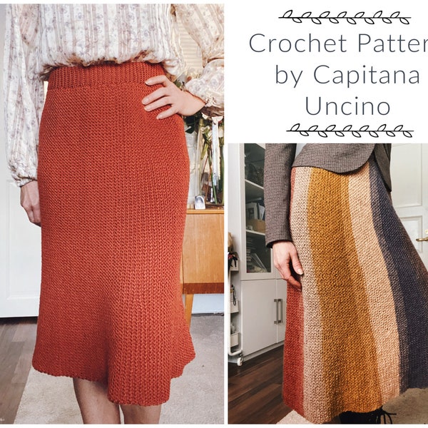 PDF-file for Crochet PATTERN, Esmeralda Long Skirt, Sizes XS, S, M, L, xL,-xxL