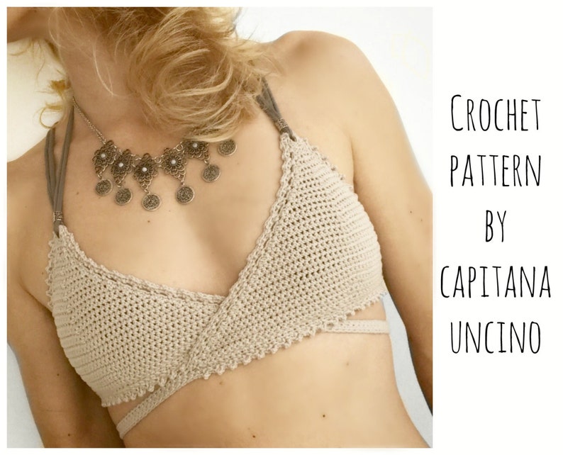 PDF-file for Crochet PATTERN, Aliyah Crochet Bikini Top Sizes XS-L, surfer bikini, top image 5