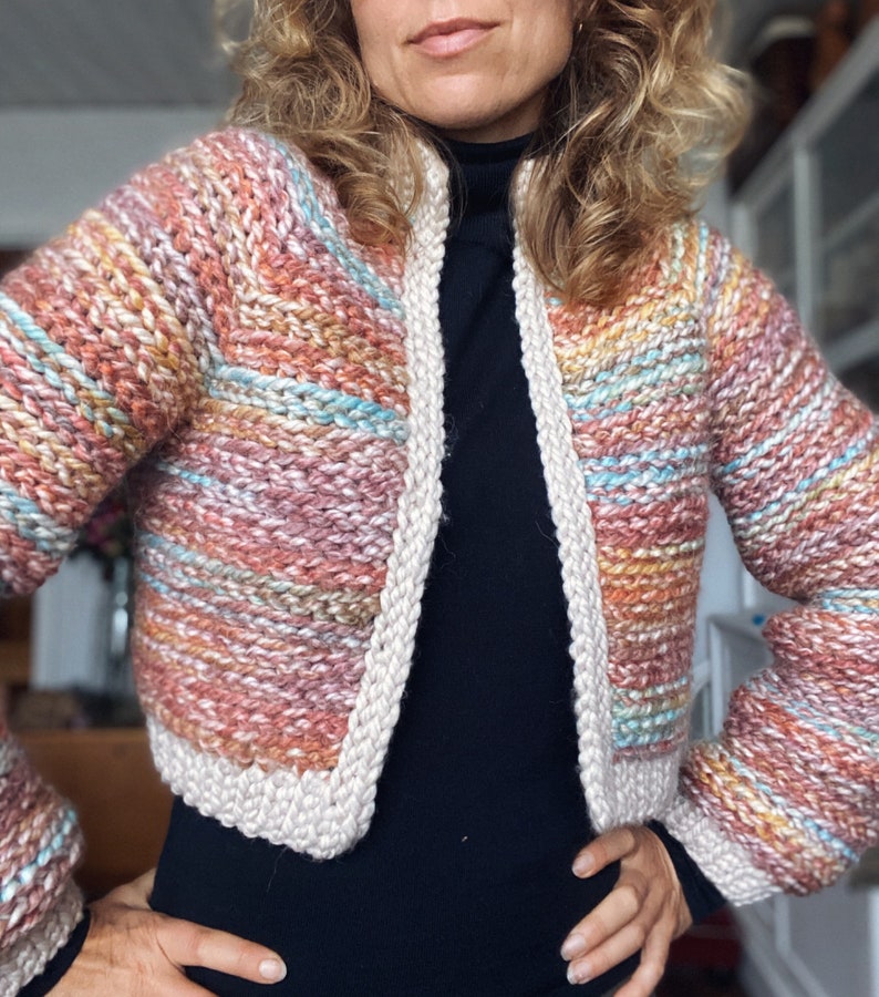 PDF-file for Crochet PATTERN, Naava Jacket with ribbings, sizes XS-xxL, 6 sizes image 2