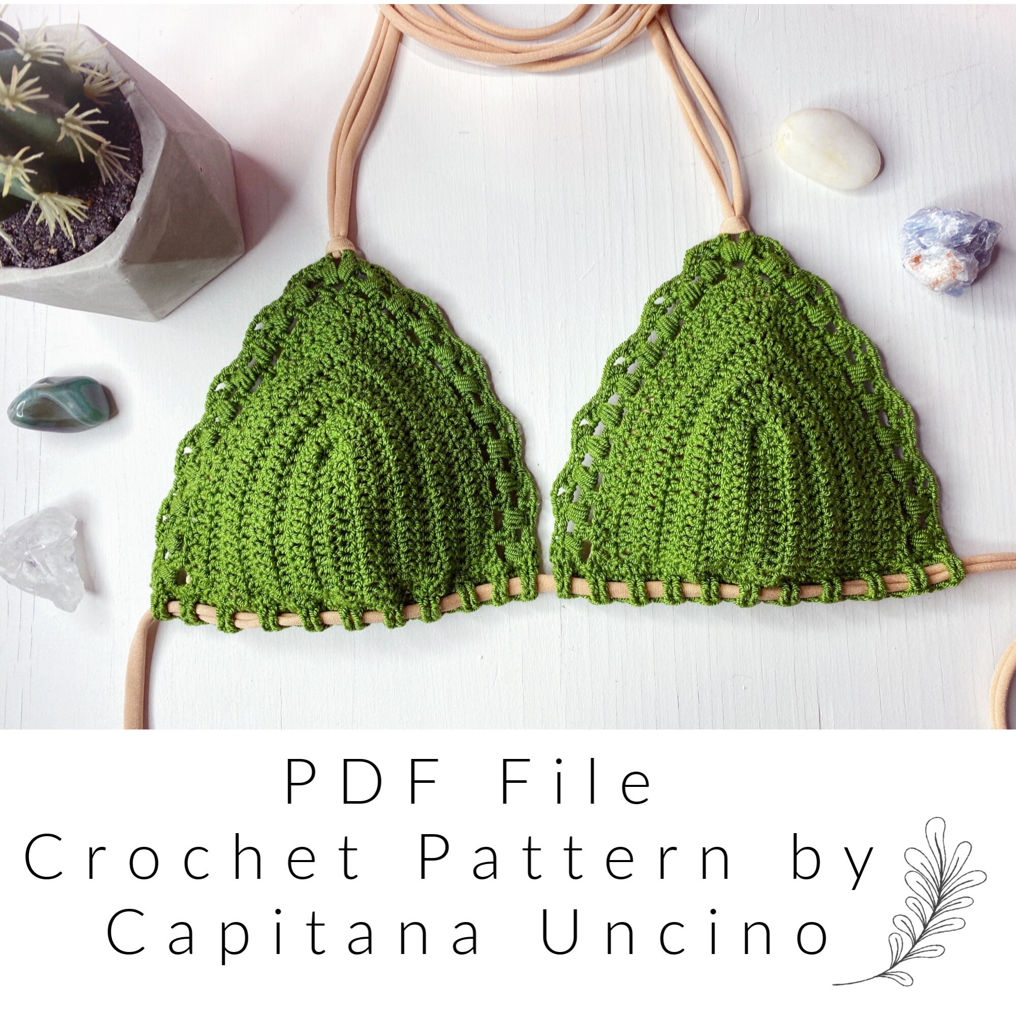 PDFfile for Crochet PATTERN, Marina Crochet Bikini Top, Sizes XS,S,M,L,Xl