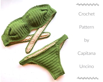 PDF-file for Crochet PATTERN, Alohi Crochet Bikini Top and Brazilian Bottom, Sizes XS,S,M,L,Xl