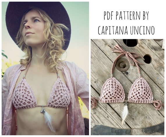 PDF-file for Crochet PATTERN, Angela Crochet Bikini Top Sizes XS-L, Crochet charts for each size!