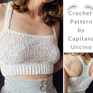 PDF-file for Crochet PATTERN, Crochet Lady Midnight Top, Sizes XS, S, M, L, xL, xxL
