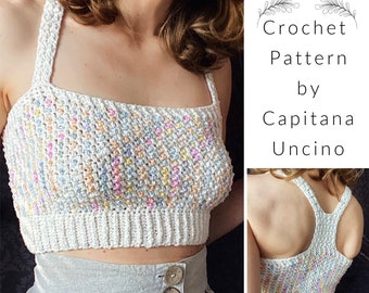 PDF-file for Crochet PATTERN, Crochet Lady Midnight Top, Sizes XS, S, M, L, xL, xxL