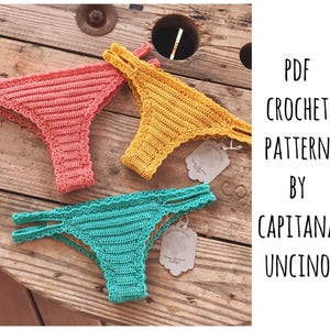 PDF-file for Crochet PATTERN, Marina Crochet Brazilian Bikini Bottom, Sizes XS,S,M,L