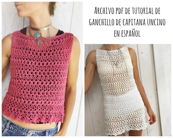 PDF PATRON de Ganchillo para Alfreda top, tallas XS,S,M,L, en español