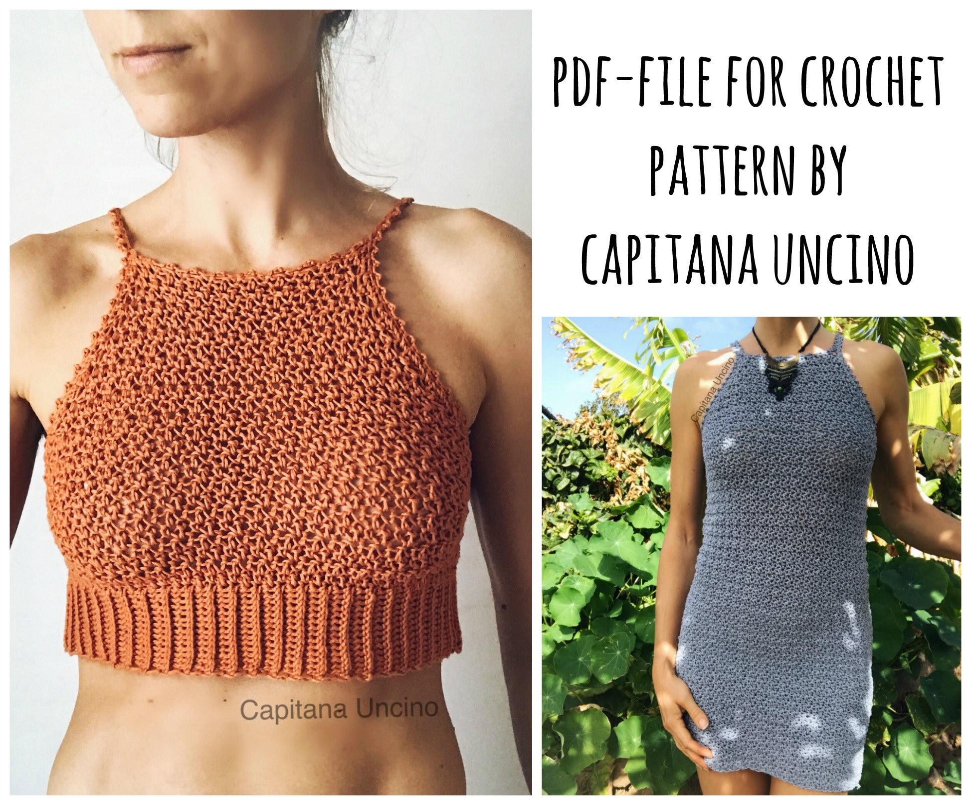 PDF-file, Crochet PATTERN, Elsa Crochet Top version 2, Sizes XS-xL ...
