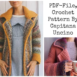 Pdf-file for Crochet PATTERN, Wandering Jane Jacket, 5 different Sizes: XS-XXXL, Blazer image 1