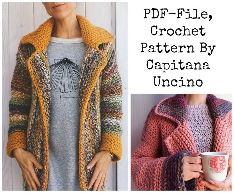 Pdf-file for Crochet PATTERN, Wandering Jane Jacket, 5 different Sizes: XS-XXXL, Blazer image 1