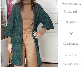 PDF-file for Crochet PATTERN, Enid Cardigan, 3 different Sizes: xs/s, m/l and xl/xxl