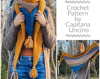 PDF-file for Crochet PATTERN,  Thuleia Scarf, super chunky or dc/fine weight yarn