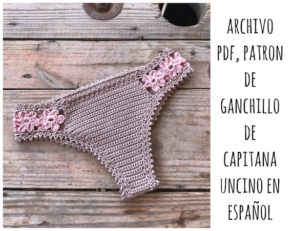 PDF PATRON de Ganchillo, Coralia Parte de Abajo estilo Brazileño, tallas XS,S,M,L, en español