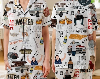 Morgan Wallen Satin Pajama Set – Country Music PJs for Her – Concert Sleepwear – Country Girl Gift-Satin Pajama Set for Her