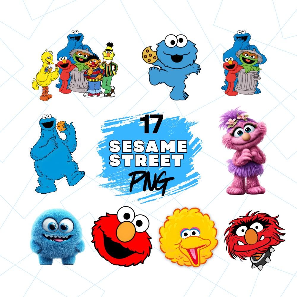 Sesame street characters png - Etsy België, image size:1000x1000