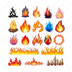 Flames Svg Bundle, Line Of Flame Png, Flames Png Bundle, Flames Clipart, Fire Clipart, Digital Download