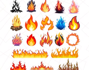 Flames Svg Bundle, Line Of Flame Png, Flames Png Bundle, Flames Clipart, Fire Clipart, Digital Download